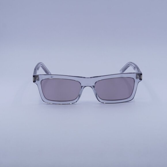Saint Laurent SL461 BETTY 013 Sunglasses Grey Rectangle Frame, Violet Lenses - Picture 3 of 13
